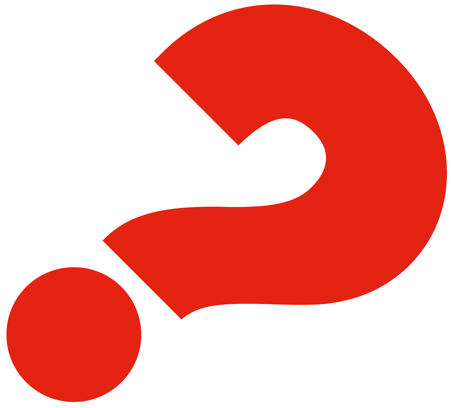 Red Alpha Logo - a questionmark at a slight angle